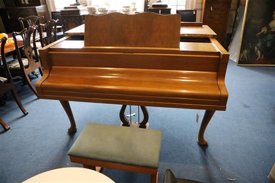 A Bluthner walnut cased boudoir grand piano, W.4ft 10in.